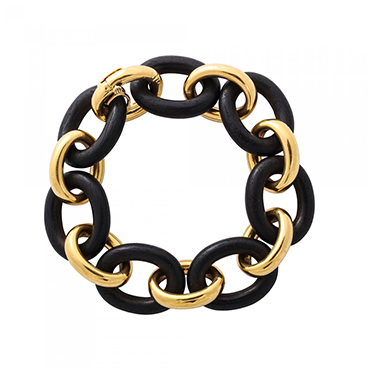 2_Vintage Seaman Schepps Gold and Ebony Classic Petit Link Bracelet