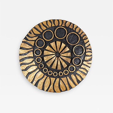 Gallery Walls 3_Charles Sucsan Whimsical gold and black ceramic wall decoration