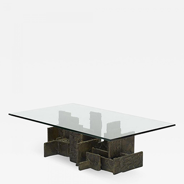 Milord Antiques 1_Brutalist style sculped bronze coffee table by Paul Evans
