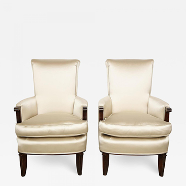 Milord Antiques 4_Jules Leleu Pair of Satin and Walnut Armchairs