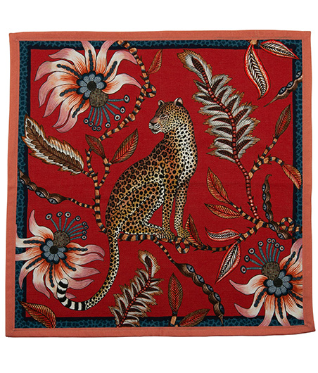 Ngala Trading Company_Leopard Napkins Royal Red