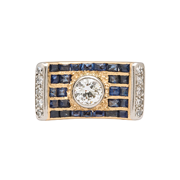 Retro Diamond Sapphire Ring