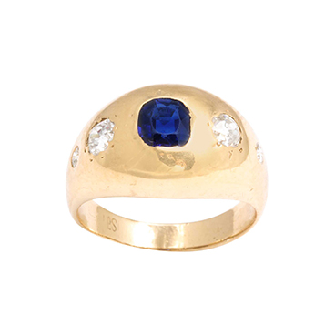 Sapphire and Diamond Gypsy Ring