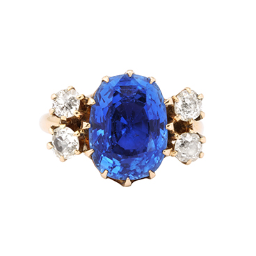 Vintage Deco Sapphire 18K Gold Ring